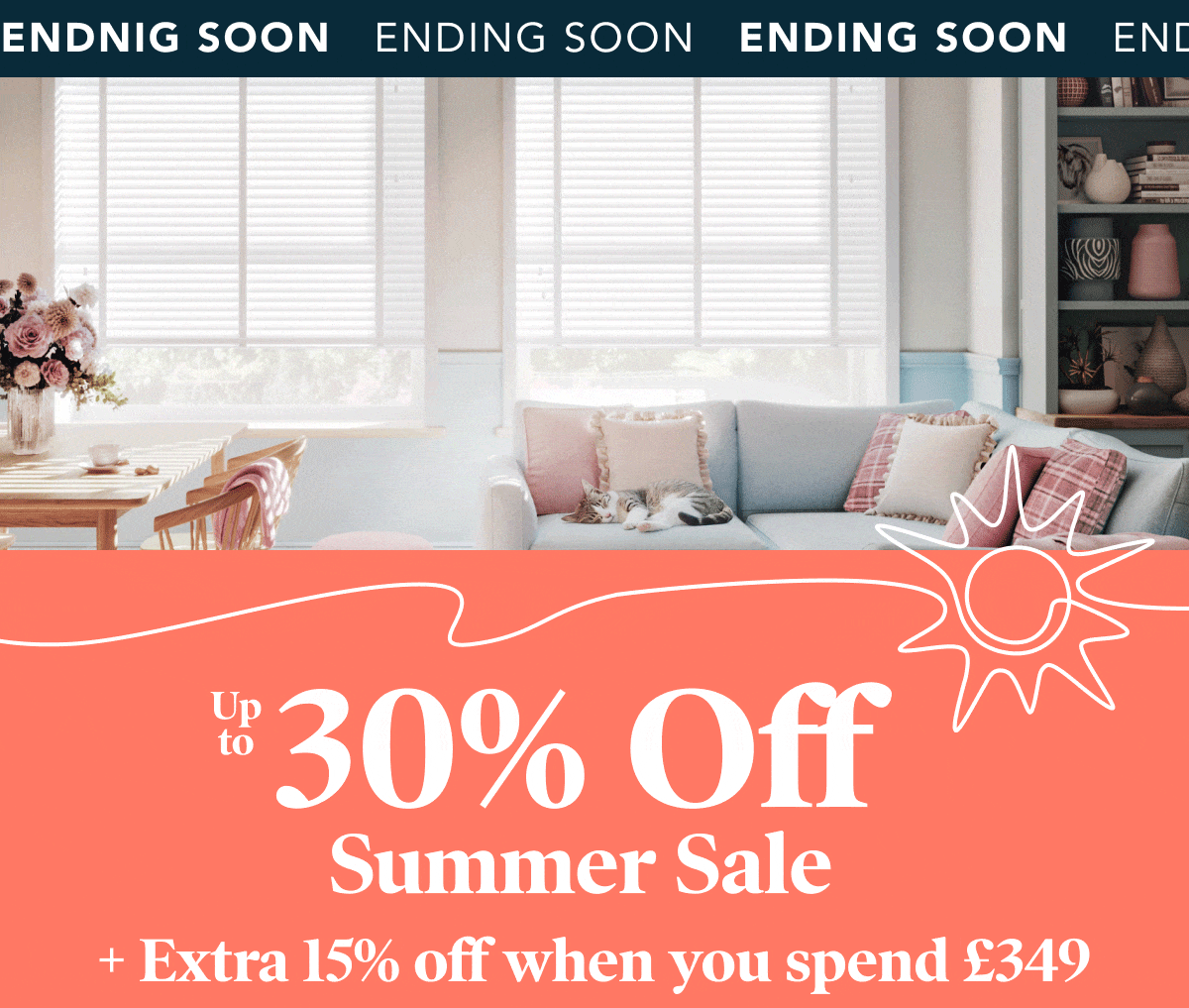 Up to 30% off summer sale + 15% off when you spend £349