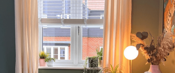 Wooden blinds & curtains