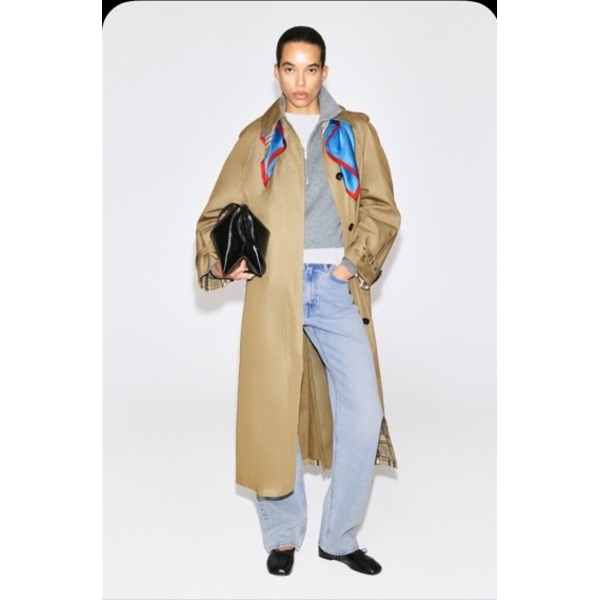 COS Check-Detail Belted Cotton Trench Coat
