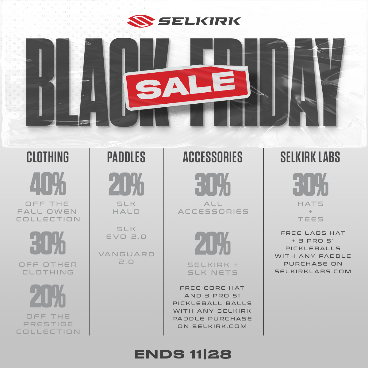 Selkirk Sports Black Friday Sale Details