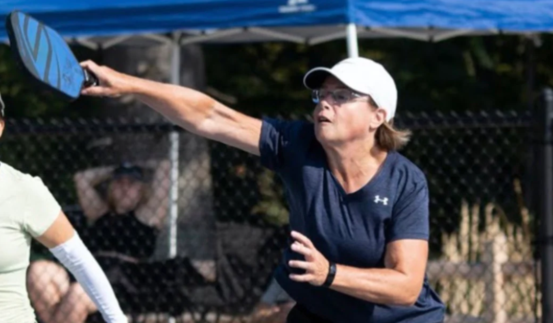 Selkirk Advocate Maggie Murch playing pickleball