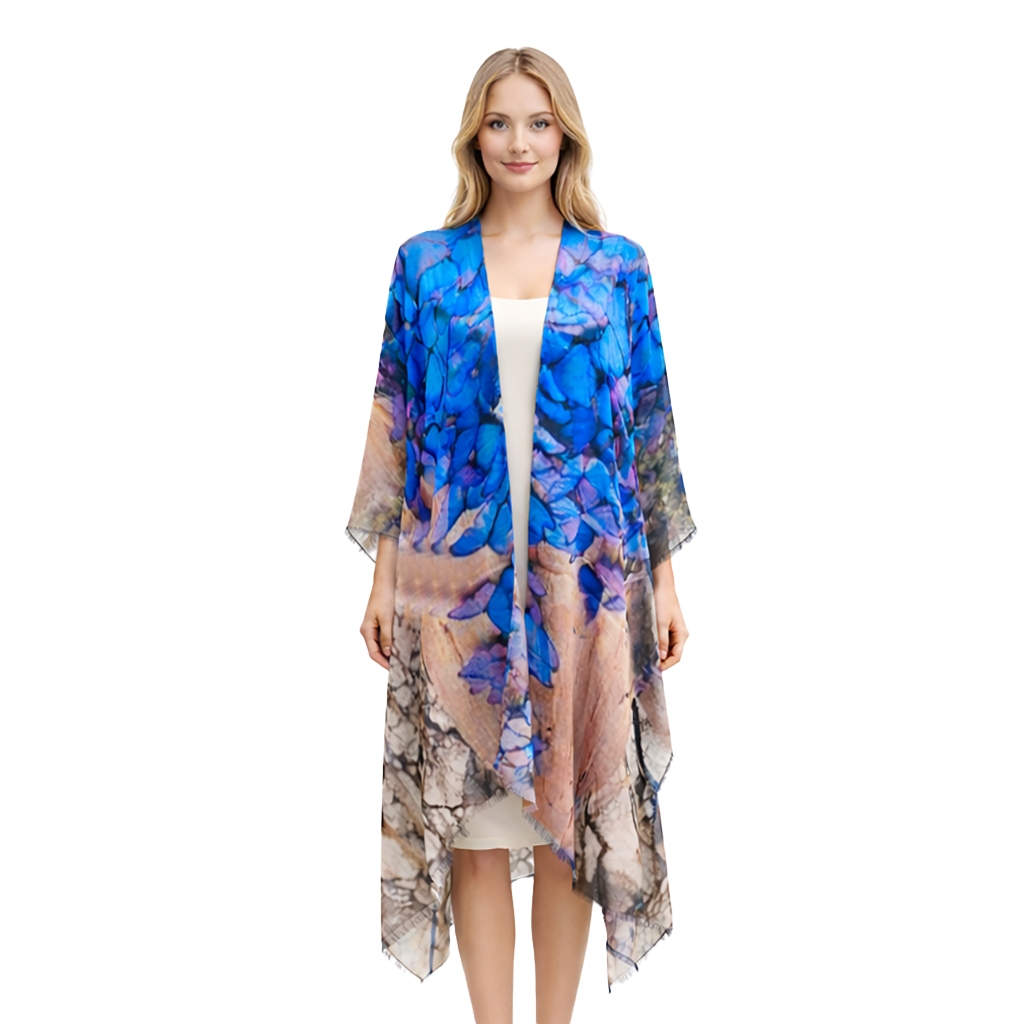 Butterflies Kimono - Cobalt