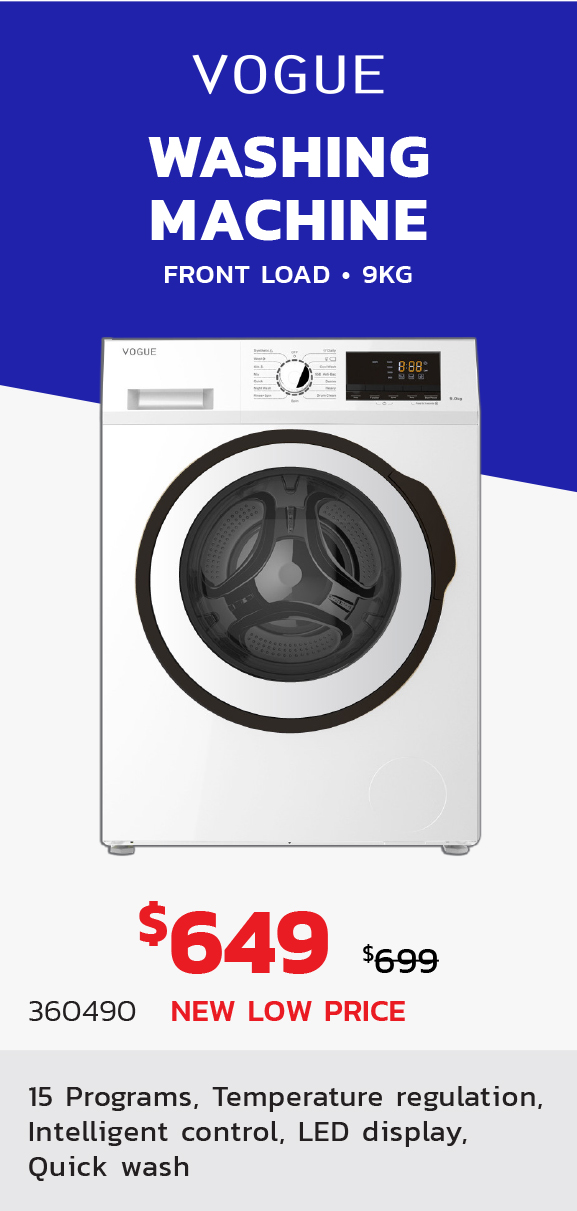 Vogue Front Load Washing Machine 9kg 649