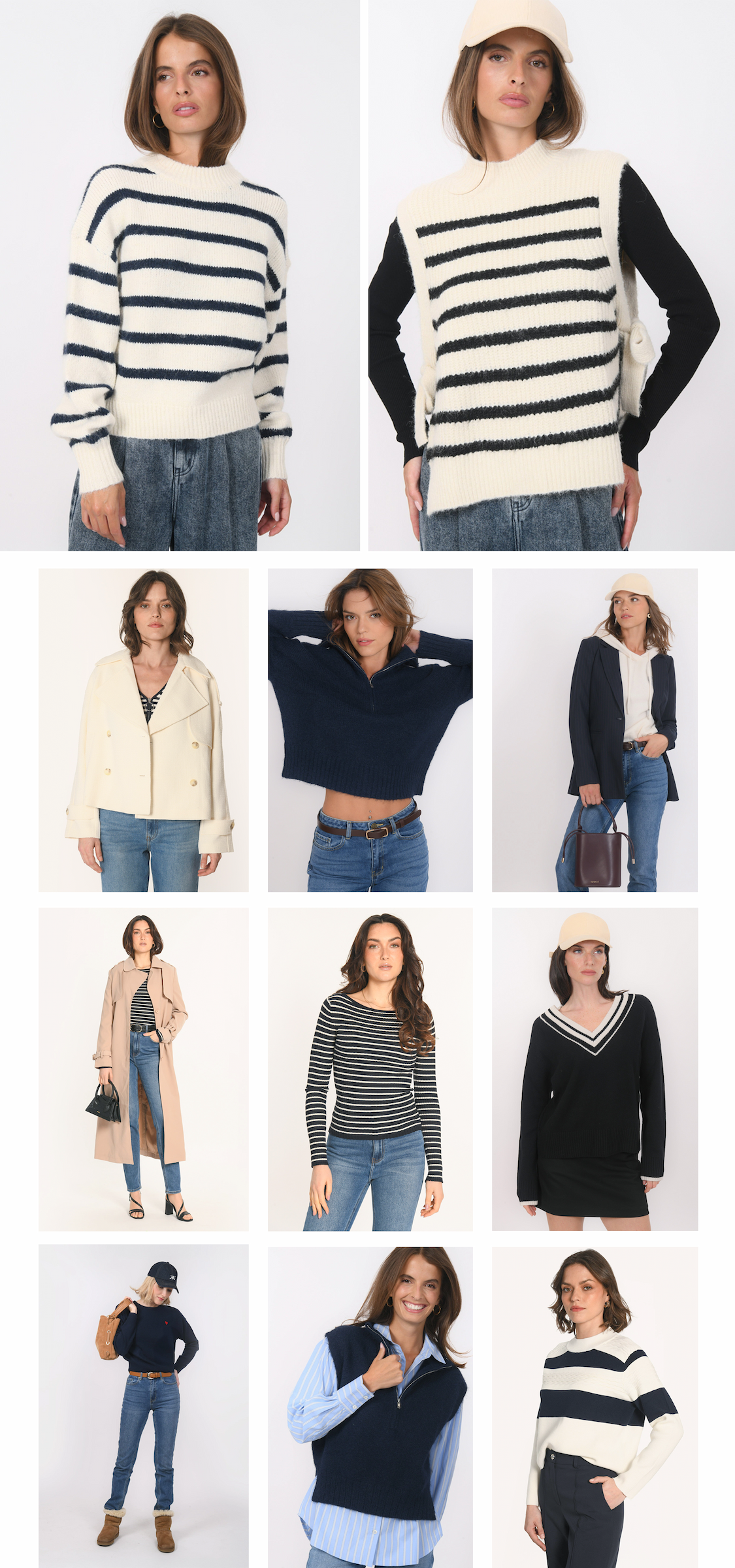 an image of a woman wearing a blue sweater and hat