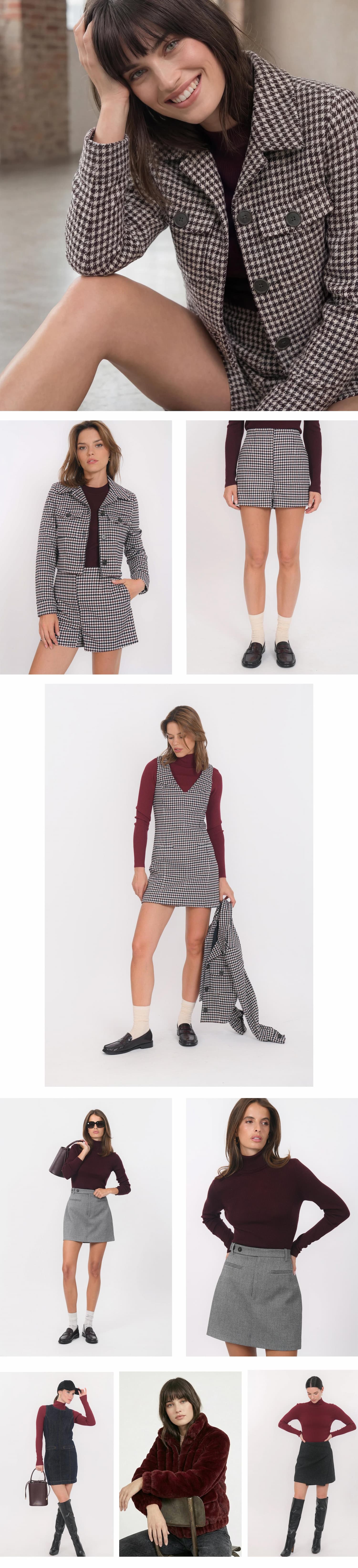 an image of a woman wearing a blue sweater and hat