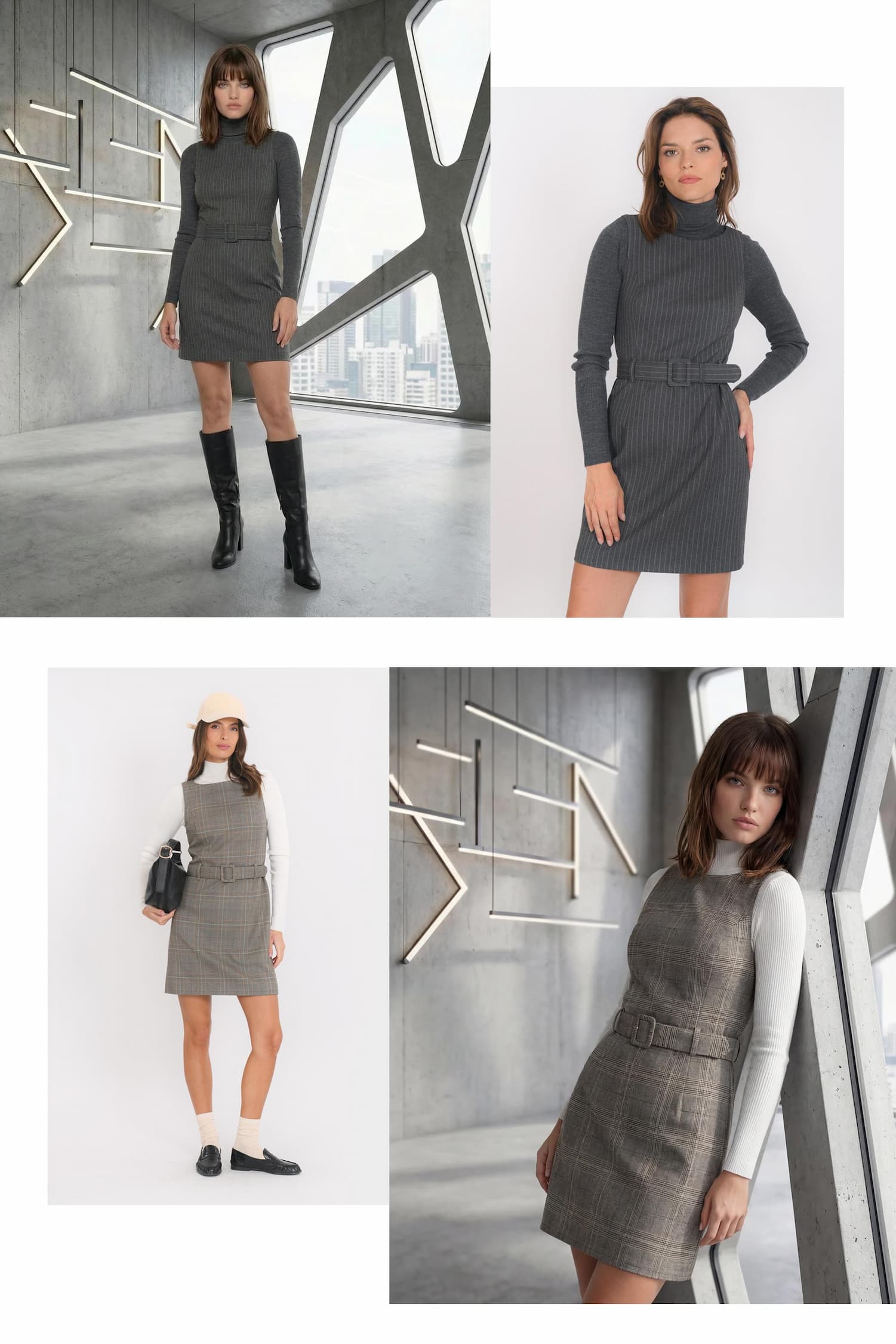 an image of a woman wearing a blue sweater and hat