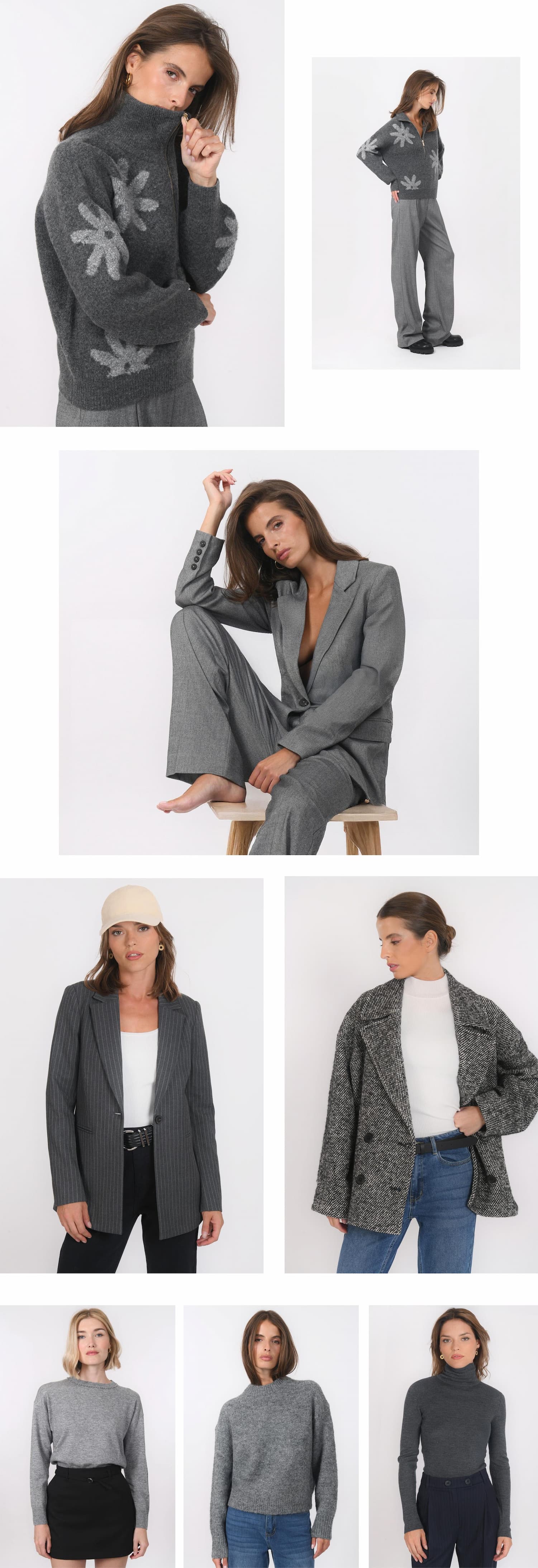 an image of a woman wearing a blue sweater and hat