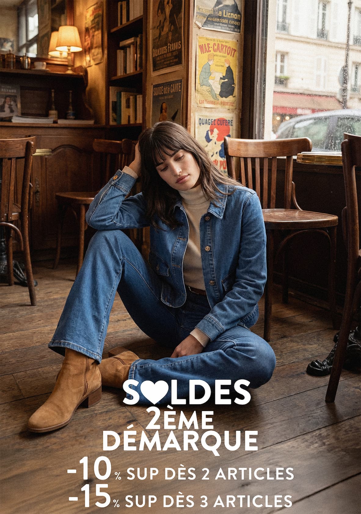 an image of a woman wearing a blue sweater and hat