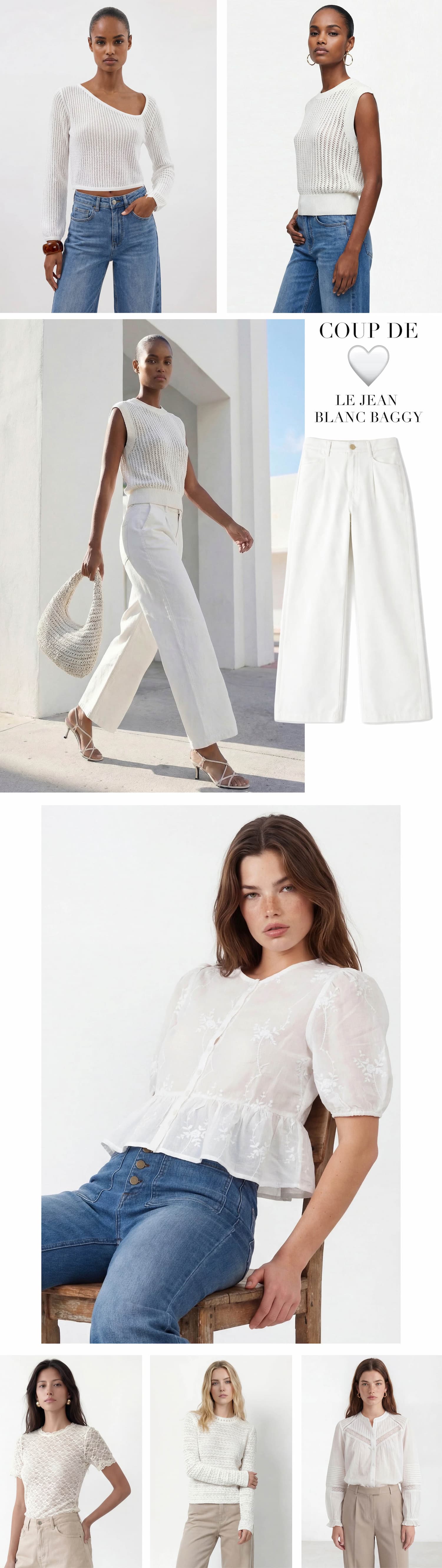 an image of a collage of photos of a woman in a white top and pink skirt