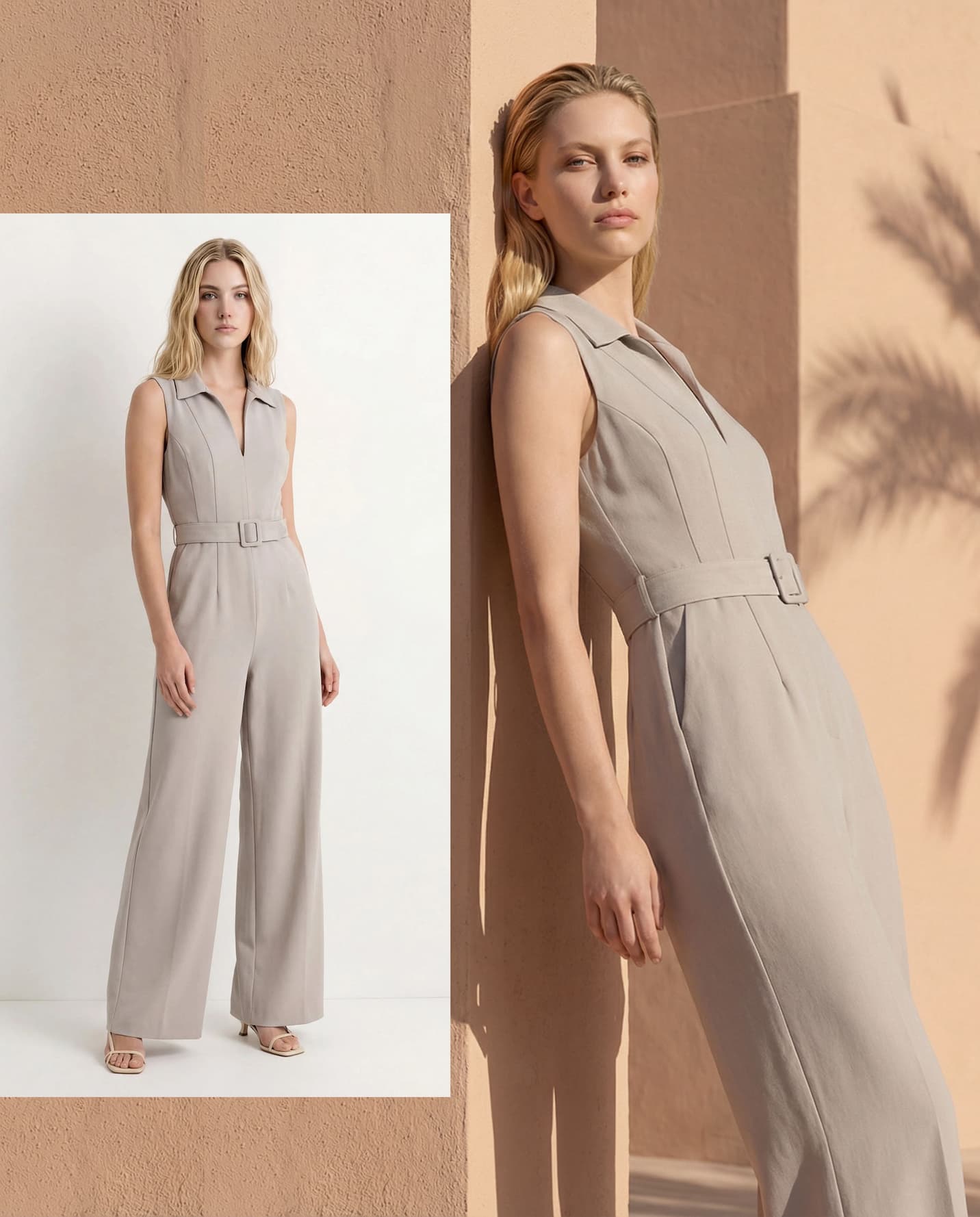 an image of a woman wearing a blue sweater and hat