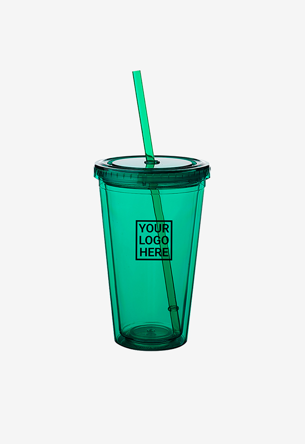 16 oz. Double Wall Acrylic Tumblers With Straws