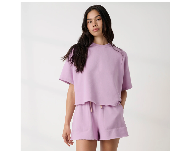silksweats short sleeve shorts set lilac 