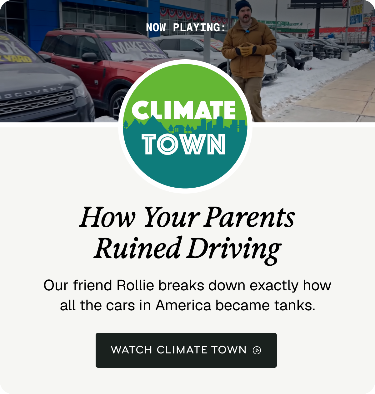 Watch the latest Climate Town episode