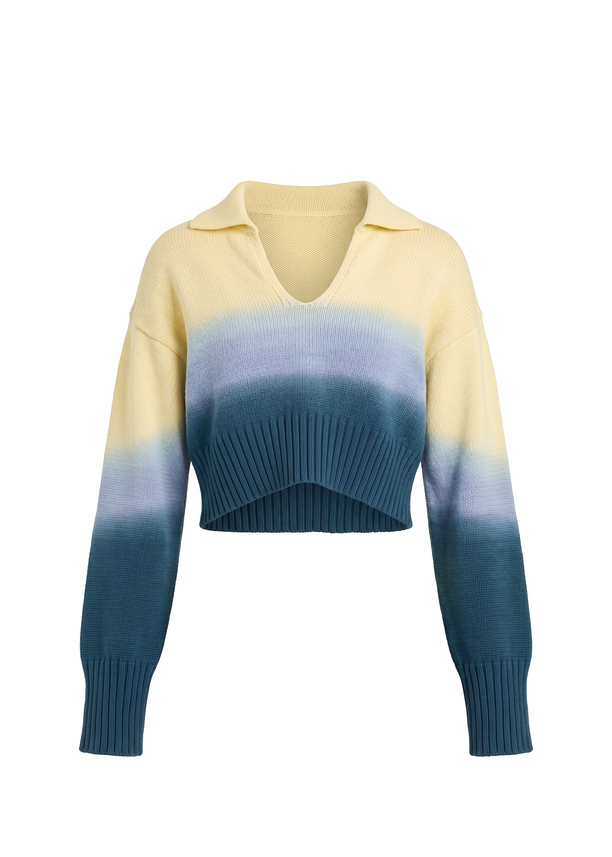 flat image of yellow and blue ombre sweater