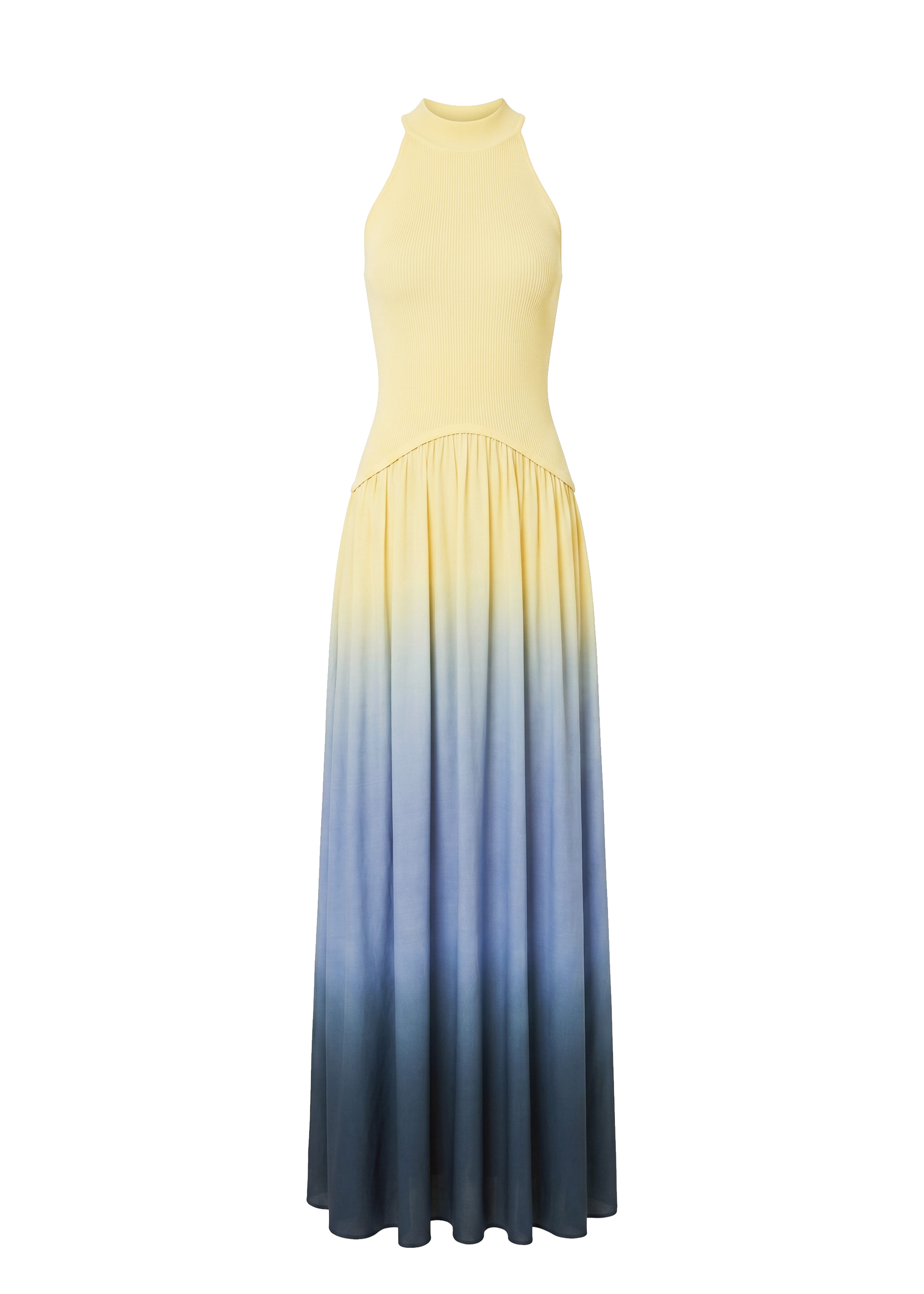 flat image of a halter ombre dyed dress