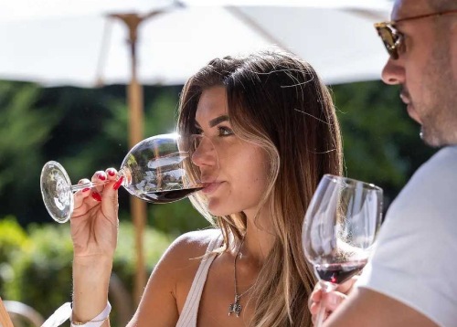Couple wine tasting
