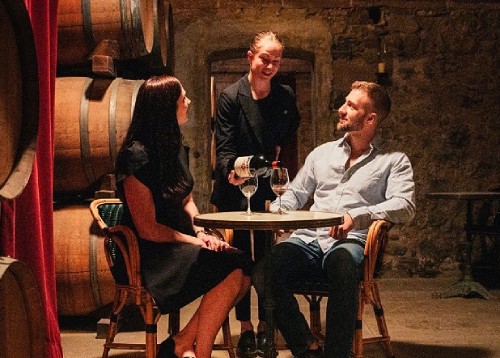 Couple wine tasting