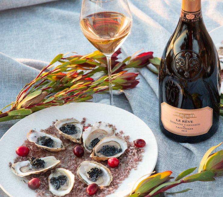 Oysters with Le Rêve Rosé, Granita & Caviar