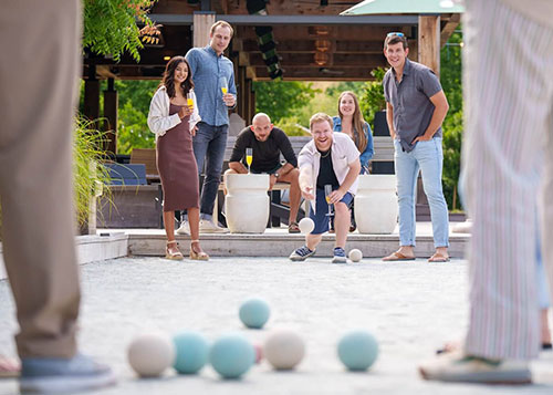 friends playing bocce ball
