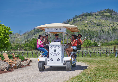 Trolley Vineyard tour at St. Francis