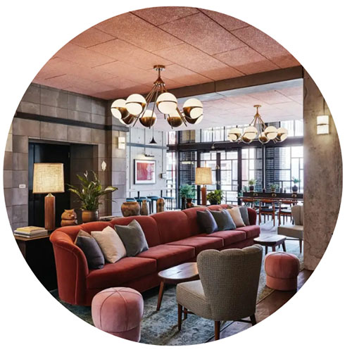 hotel lobby in one of Portland's popular hotels