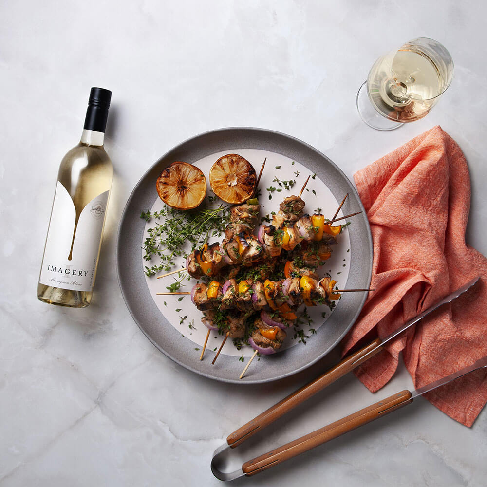Imagery Estate Winery, grilled chicken skewers