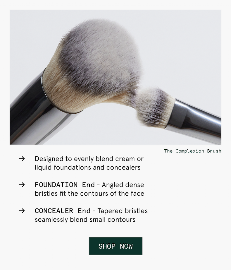 Dual-ended complexion brush gift with purchase