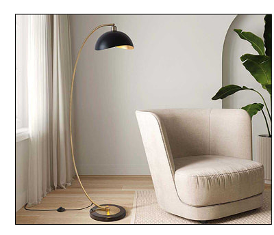 Nova Luna Bella Weathered Brass Black Steel Gold Floor Lamp