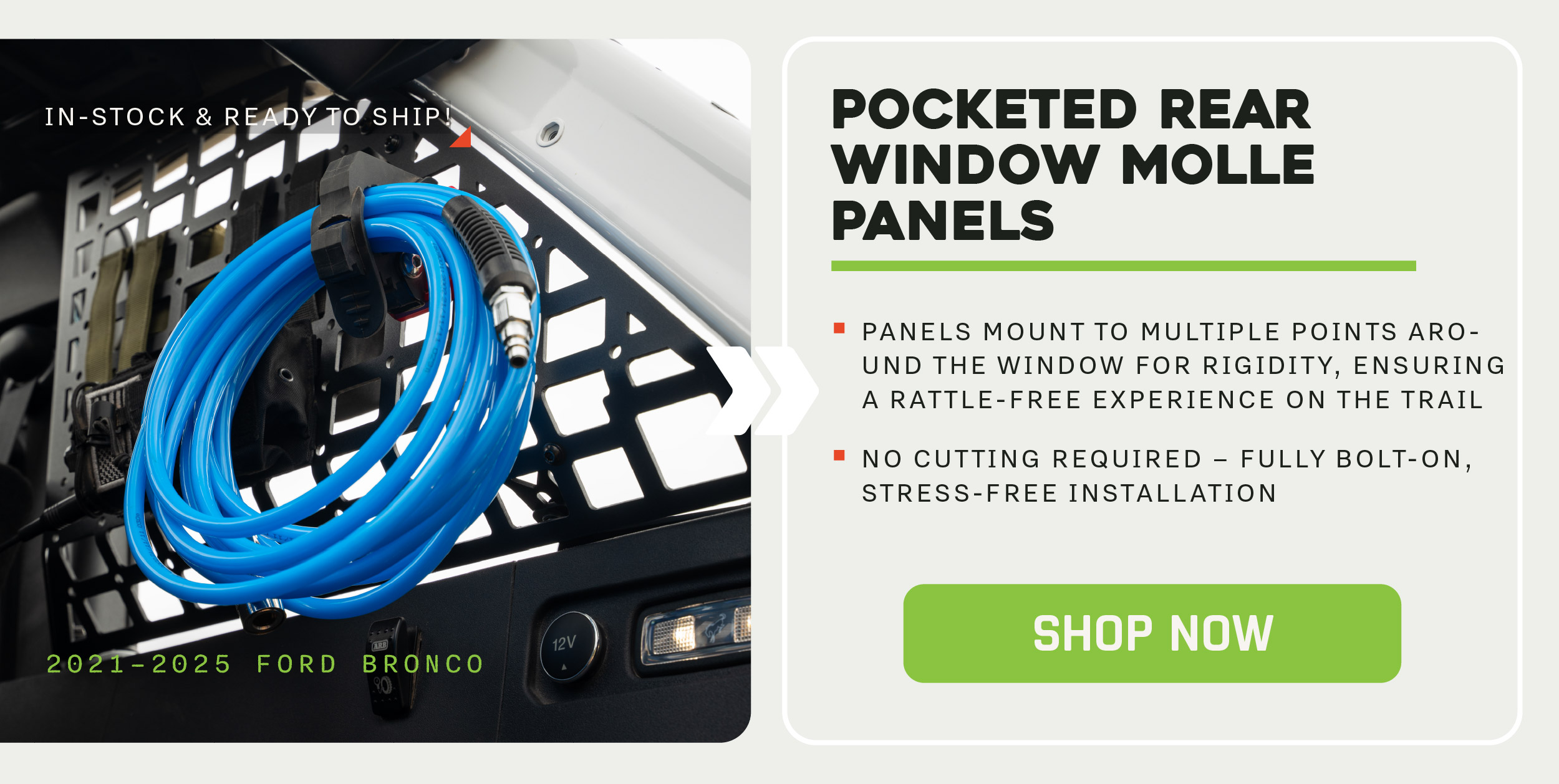 Shop 2021-2025 Ford Bronco | Pocketed Rear Window Molle Panels