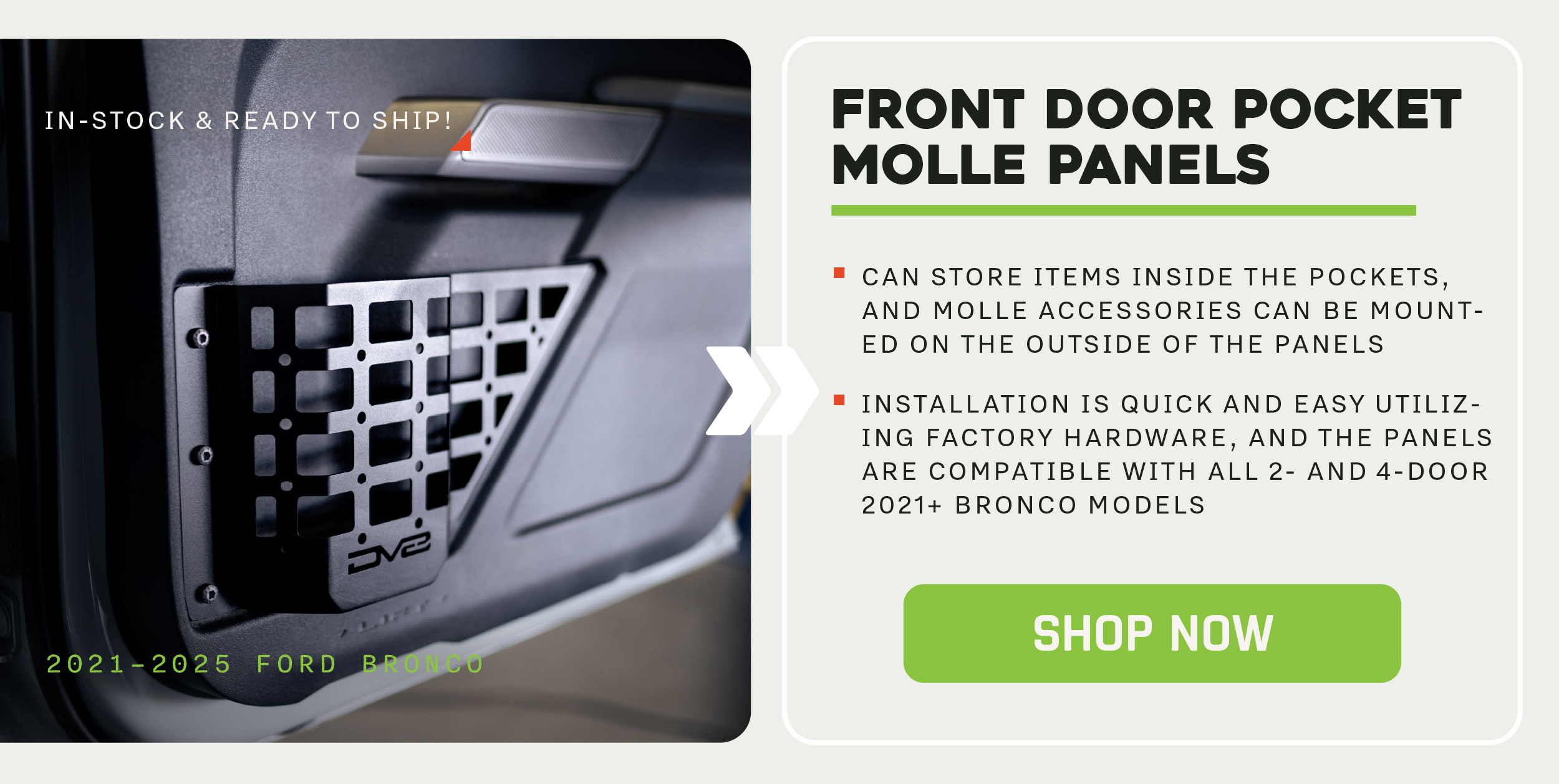 Shop 2021-2025 Ford Bronco | Front Door Pocket Molle Panels