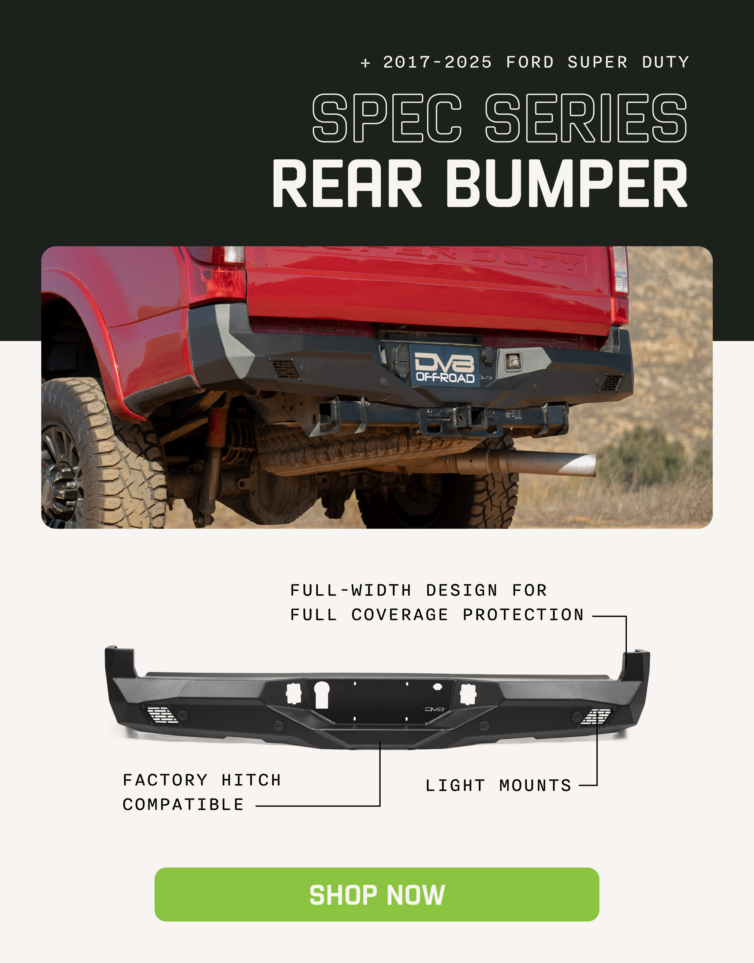 2017-2025 Ford Super Duty Spec Series Rear Bumper