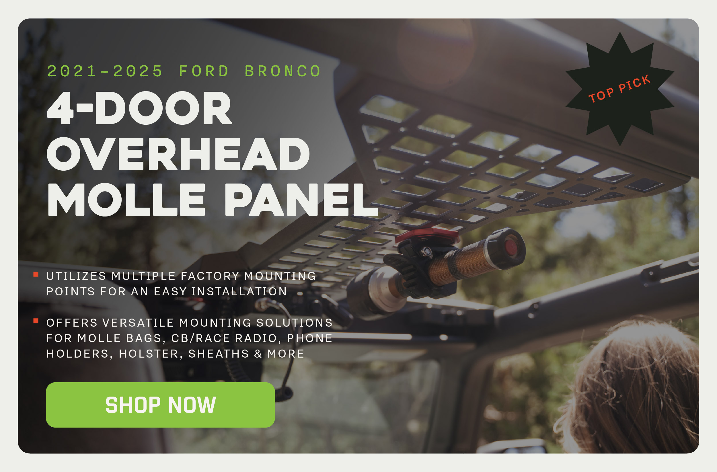 Shop 2021-2025 Ford Bronco | 4-Door Overhead Molle Panel