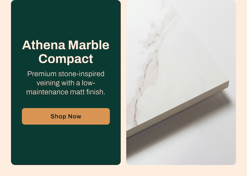 Athena Marble Compact - Premium stone-inspired veining with a low-maintenance matt finish. 