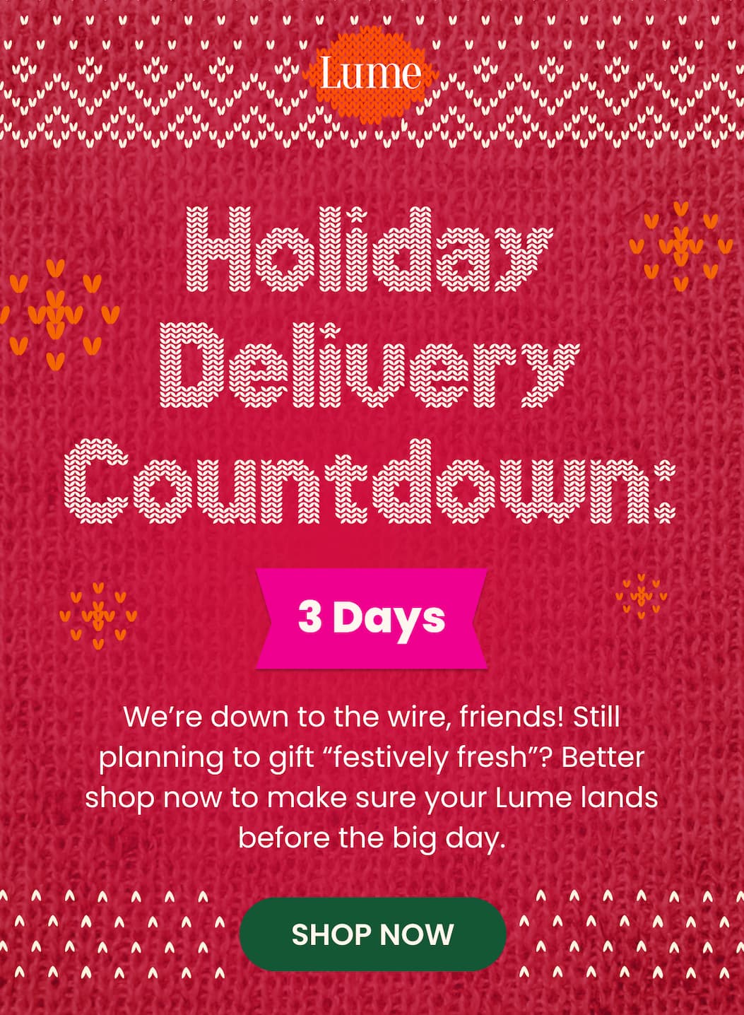 Holiday Delivery Countdown: 3 Days