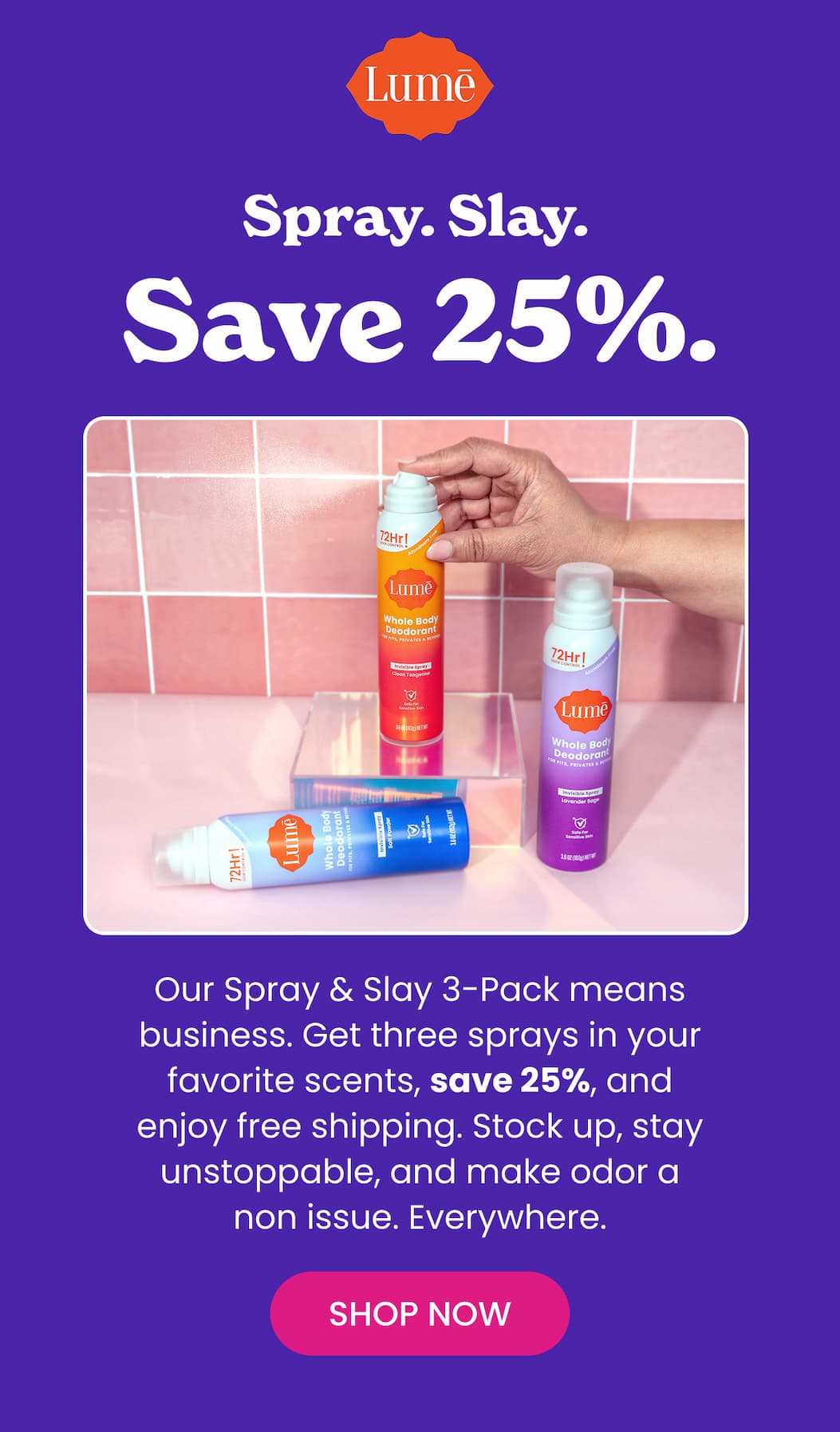 Spray. Slay. Save 25%. | Shop Now