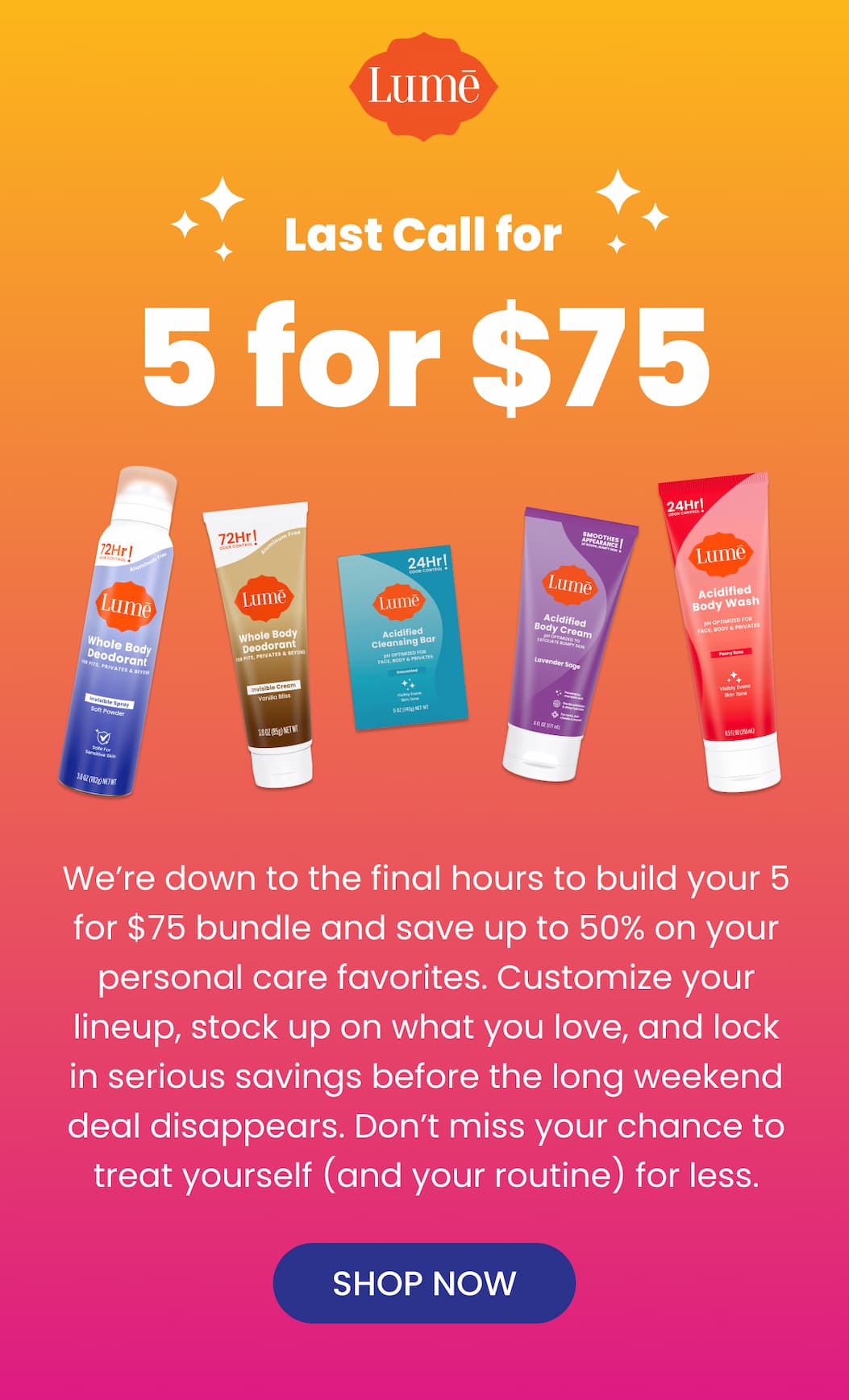 Last Call for 5 for $75