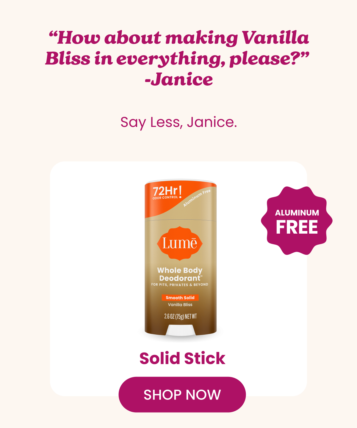 Vanilla Bliss Solid Stick | Shop Now