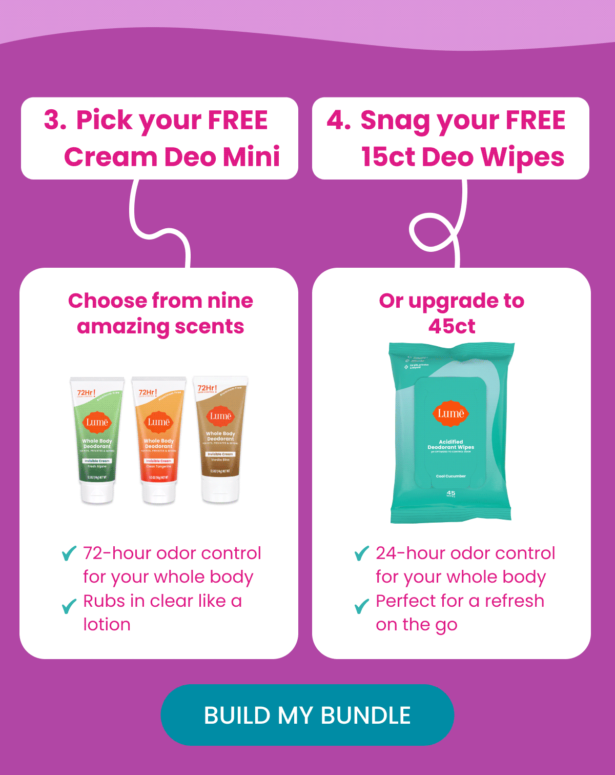 3. Pick your FREE Cream Deo Mini and 4. Snag your FREE 15ct Deo Wipes