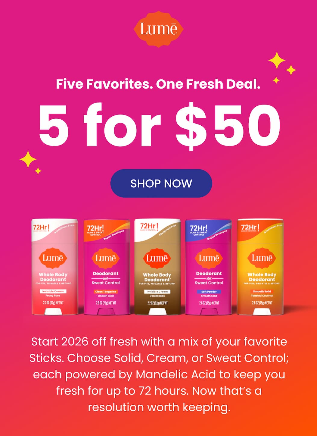 Five Favorites. One Fresh Deal. 5 for $50