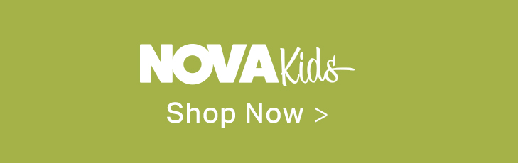 NOVA Kids logo with Shop Now button. Shop children's clothing and accessories.