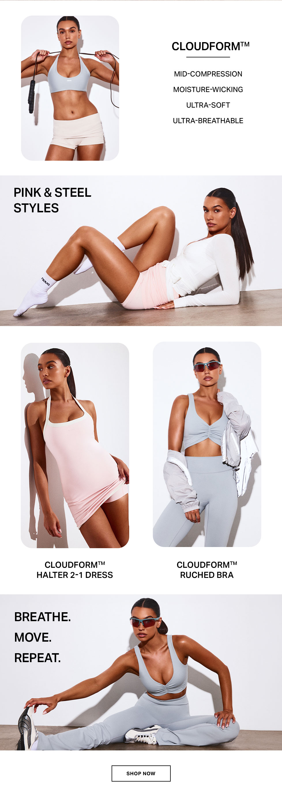 Shop CLOUDFORM™ performance activewear. Women's mid-compression, moisture-wicking sports bras, leggings, shorts & dresses. Ultra-soft, breathable.