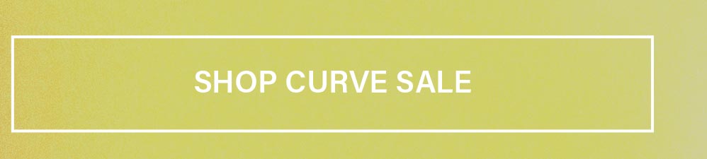 Vibrant lime green gradient banner, outlined in white, displaying 'SHOP CURVE SALE' in bold white text. Discover fantastic plus size fashion deals now.