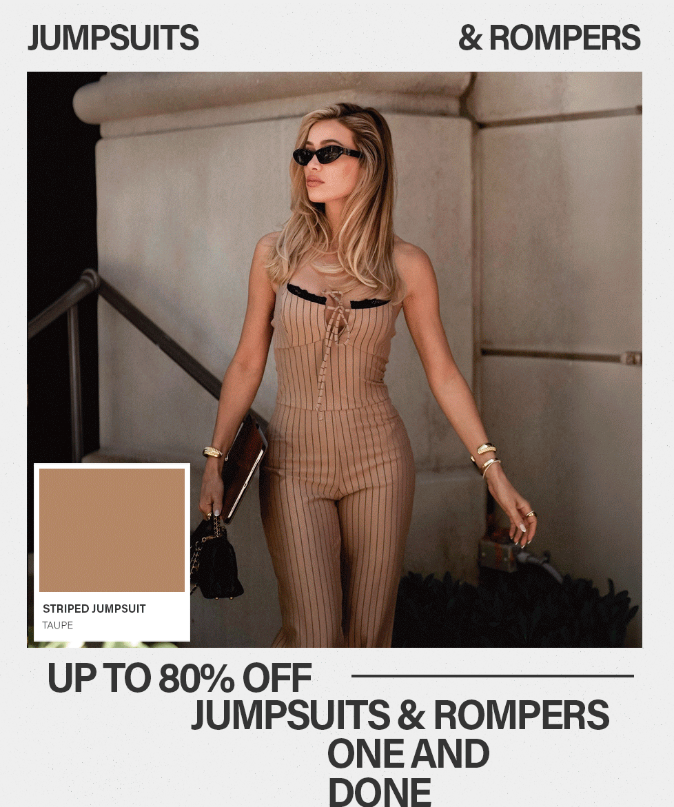 Taupe striped jumpsuit. Shop women's jumpsuits & rompers up to 80% off!