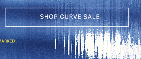 White "SHOP CURVE SALE" button over a deep blue textured background with white vertical abstract markings. Click to discover the curve sale.