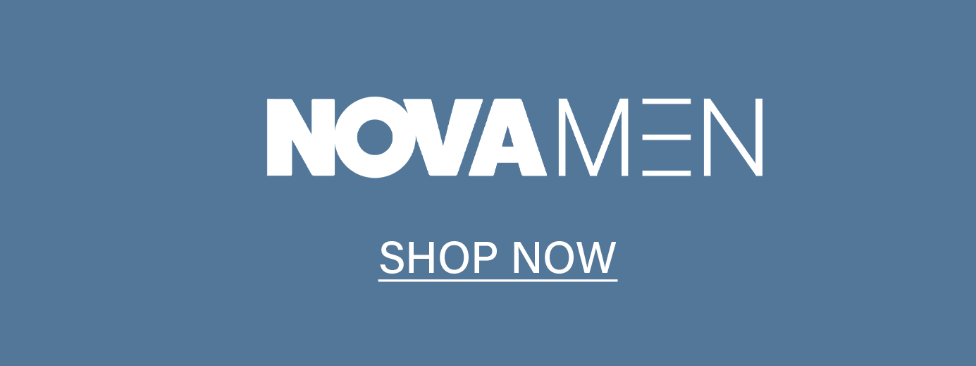 Nova Men logo with 'Shop Now' button. Find the latest men's fashion, clothing & apparel.