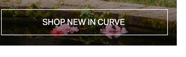 Two soft pink flowers gently float on dark, reflective water near a mossy, rustic stone edge. Shop the new Curve collection arrivals.