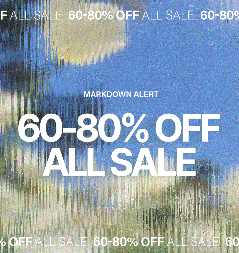 MARKDOWN ALERT: Enjoy 60-80% OFF ALL SALE items! Abstract blue and green streaky background. Shop now for incredible savings and deals.