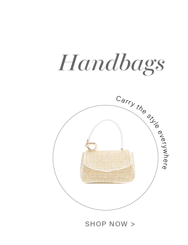 Handbags. Shop chic straw bag with white handle & gold detail. Carry your style everywhere.