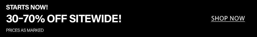 Starts now! 30-70% off sitewide sale. Prices as marked. Shop now for discounts.