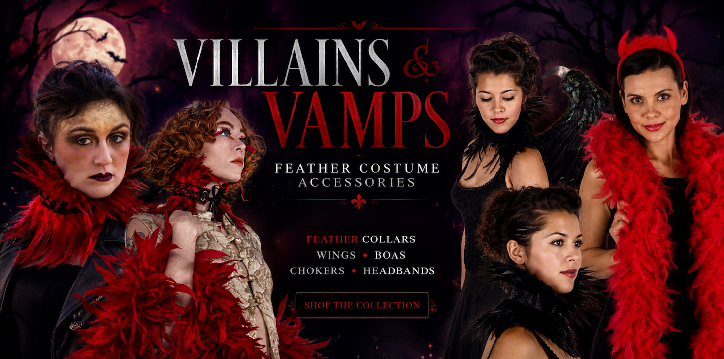 Villains and Vamps Halloween feather costumes